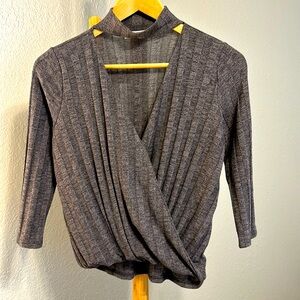 Project Social T Ribbed Mock Neck V top